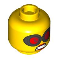 Lego Minifig Head Miss Demeanor, Red Goggles, Angry Print / Yellow