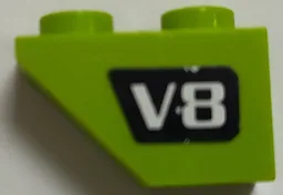 Slope, Inverted 45 2 x 1 with White 'V8' on Black Background Pattern Model Left Side (Sticker) - Set 4589
