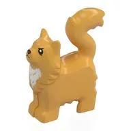 Animal, Cat with Furry Chest with White Chest, Black Eyes, Nose Print / Ochre Yellow