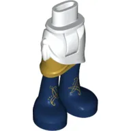 Minidoll Hips and Wrap Skirt with Gold Layer, Long Dark Blue Boots with Gold Filigree Print / White