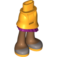 Lego Minidoll Hips and Asymmetrical Layered Skirt with Medium Lavender Ruffle, Medium Nougat Legs and Silver Shoes Print / Bright Light Orange