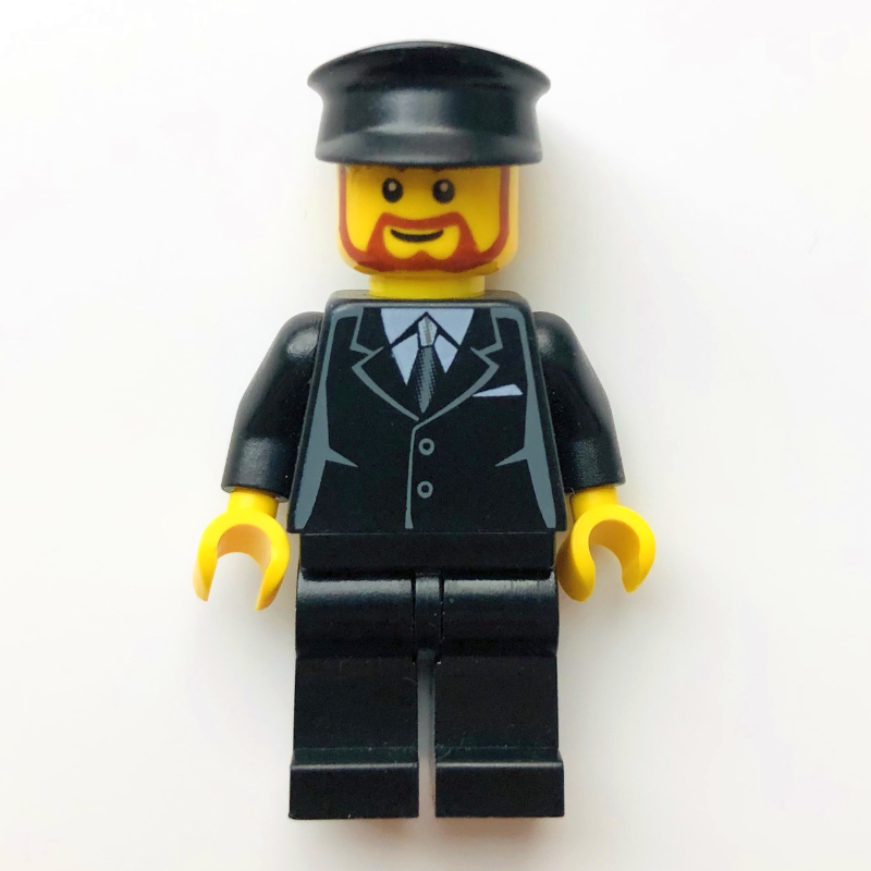 Lego Man, Black Suit and Tie, Black Hat, Beard