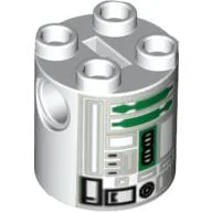 Brick Round 2 x 2 x 2 Robot Body with Green and Gray Astromech Droid Print (R2-R7)