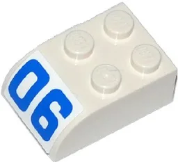 Slope, Curved 3 x 2 with 4 Studs with Blue '06' Pattern (Sticker) - Set 60046