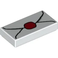 Tile 1 x 2 with Letter, Wax Seal Print / White