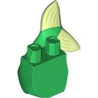 Lego Tail, Mermaid Curved with Yellowish Green Fluke print [Ariel] / Green