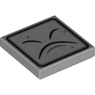 Tile 2 x 2 with Black Curved Lines and Border Print (Thwimp Face) / Light Bluish Gray