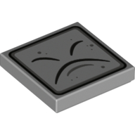 Lego Tile 2 x 2 with Black Curved Lines and Border Print (Thwimp Face) / Light Bluish Gray