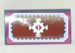Slope, Curved 2 x 4 x 2/3 with Bottom Tubes with White Geometric Decoration and Light Blue and Magenta Border Pattern (Sticker) - Set 41066