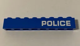 Brick 1 x 8 with White 'POLICE' Pattern Model Left Side (Sticker) - Set 60172