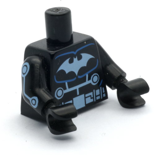 Lego Torso Medium Blue Batman Symbol, Utility Belt Print, Black Arms and Hands / Black