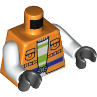 Lego Torso Safety Vest with 'THE JOKER DESTRUCTION' Print, White Arms, Black Hands / Orange