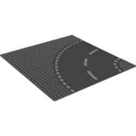 Baseplate 32 x 32 with 6-Stud Curve with Road with White Dashed Lines Print / Dark Bluish Gray