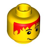 Lego Minifig Head Pepper Roni / Soccer Player, Messy Red Hair, Smile, White Pupils Print [Blocked Open Stud] / Yellow