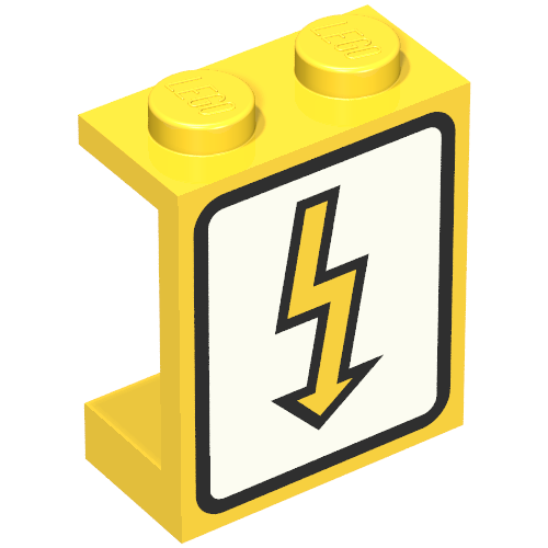 Lego Panel 1 x 2 x 2 with Utility Arrow Print [6671] / Yellow