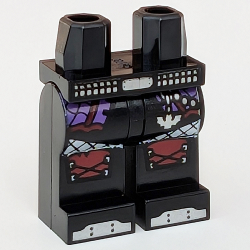 Lego Hips and Black Legs with Red Knee Pads, Silver Toes print / Black