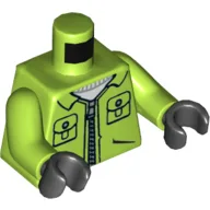 Torso Jacket with Pockets and Zipper, Joker Logo on Back Print, Lime Arms, Black Hands / Lime