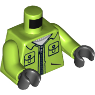 Lego Torso Jacket with Pockets and Zipper, Joker Logo on Back Print, Lime Arms, Black Hands / Lime