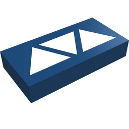 Tile 1 x 2 with Three White Triangles Print / Dark Blue
