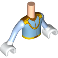 Lego Minidoll Torso Boy with Arms and White Hands, Bright Light Blue Top and Sleeves with Gold Necklace Print / Light Nougat