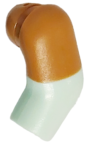 Lego Arm, Left with Molded Medium Nougat Short Sleeve Pattern / Light Aqua