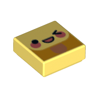 Lego Tile 1 x 1 with Face, Wink, Blushes on Ice Cream Stick print / Bright Light Yellow