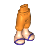 Lego Minidoll Hips and Cropped Trousers with Dark Purple Sandals, Light Nougat Legs Print [Thin Hinge] / Orange
