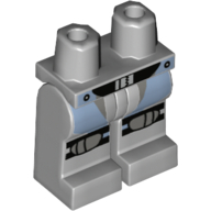 Lego Hips and Light Bluish Gray Legs with Sand Blue Straps with White Snaps, Black Belt with Buckle, Dark Bluish Gray Knee Pads with Black Straps Print / Light Bluish Gray