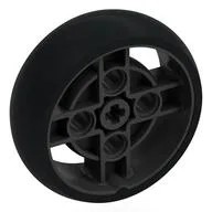 Wheel 43 x 14 with 4 Spokes, Axle Hole, and Black Integral Tire / Pearl Titanium