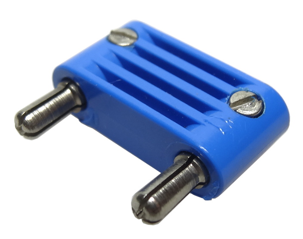 Lego Electric Connector, 2 Way Male Rounded Wide Long, Cross-Cut Pins / Blue