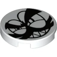 Tile Round 2 x 2 with Grinning Nixel Face Print / White