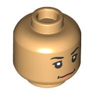Lego Minifig Head Sam Kerr, Black Eyebrows, Closed Squiggly Mouth, Open Mouth Smile print / Warm Tan