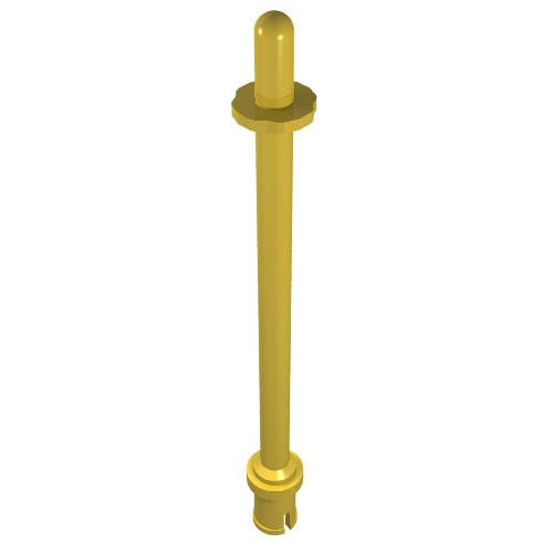 Lego Bar 8L - Two Stop Rings / One Pin, Technic Figure Ski Pole [Rounded End] / Yellow