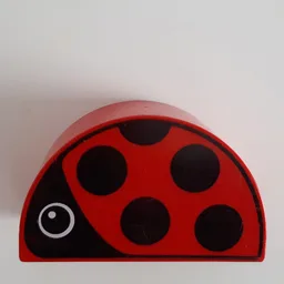 Duplo Brick 2 x 4 x 2 Curved Top with Ladybug / Ladybird Print / Red