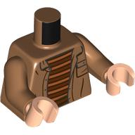 Lego Torso, Jacket, Pocket, Reddish Brown/Nougat Striped Shirt print, Medium Nougat Arms, Light Nougat Hands / Medium Nougat