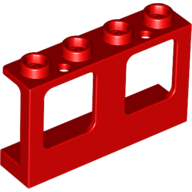 Lego Window 1 x 4 x 2 Plane, Hollow Studs, Single Hole Top and Bottom for Glass / Red