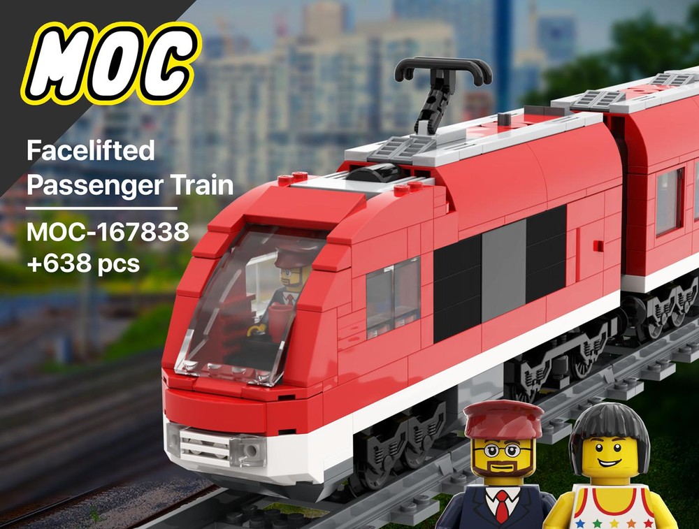 Lego Facelifted Passenenger Train 7938 | City | Trains | Red | RC | Powered up!