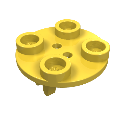 Lego Wheel Holder, Plate, Round 2 x 2 Thin with Clips / Yellow