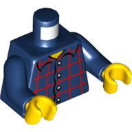 Lego Torso Plaid Shirt with Buttons / '2012 The LEGO Store Woodlands, TX' Back Print, Dark Blue Arms, Yellow Hands / Dark Blue