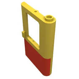 Door 1 x 4 x 5 Train Right with Red Bottom Half Print / Yellow