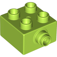 Lego Duplo Brick 2 x 2 - Grooved Pin on Side / Lime