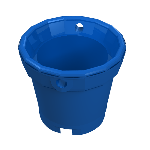 Lego Bucket with Handle Holes and 5 Bottom Holes - Center Bottom Stud Holder / Blue