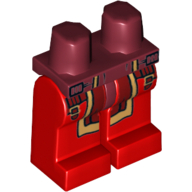 Lego Hips and Red Legs with Buckles and Dark Red Loincloth with Gold Trim Print / Dark Red