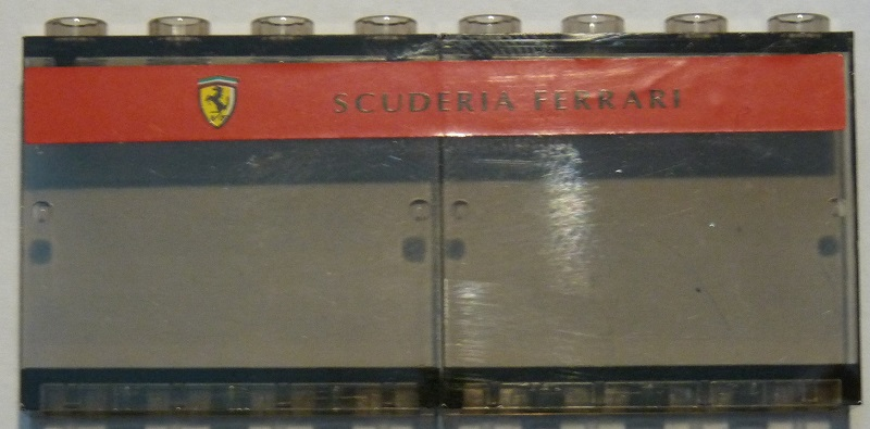 Lego Stickered Assembly 8 x 1 x 3 with Ferrari Logo and 'SCUDERIA FERRARI' on Red Stripe Pattern (Sticker) - Set 8672