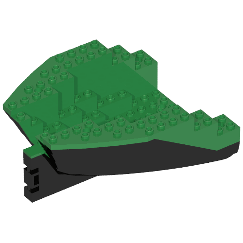 Lego Boat Hull Section, Small Stern 14 x 12 x 5 1/3 with Green Top [Complete Assembly] / Black