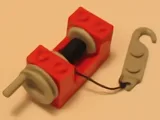 String Reel Winch 2 x 4 x 2 (Light Gray Drum) with String and Light Gray Crane Hook Left