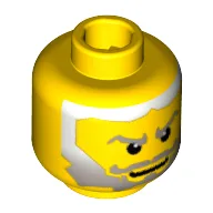 Minifig Head King Jayko / King Mathias / Warrior / Wizard / Knight, Gray Beard Fading to White Hair, White Pupils Print [Blocked Open Stud] / Yellow