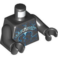 Lego Torso Armor with Rock Plates, Blue and White Lightning Effect and Arcane Symbols Print, Black Arms and Hands / Black