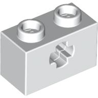 Lego Technic Brick 1 x 2 with Axle Hole Type 1 [+ Opening] and Bottom Pin / White