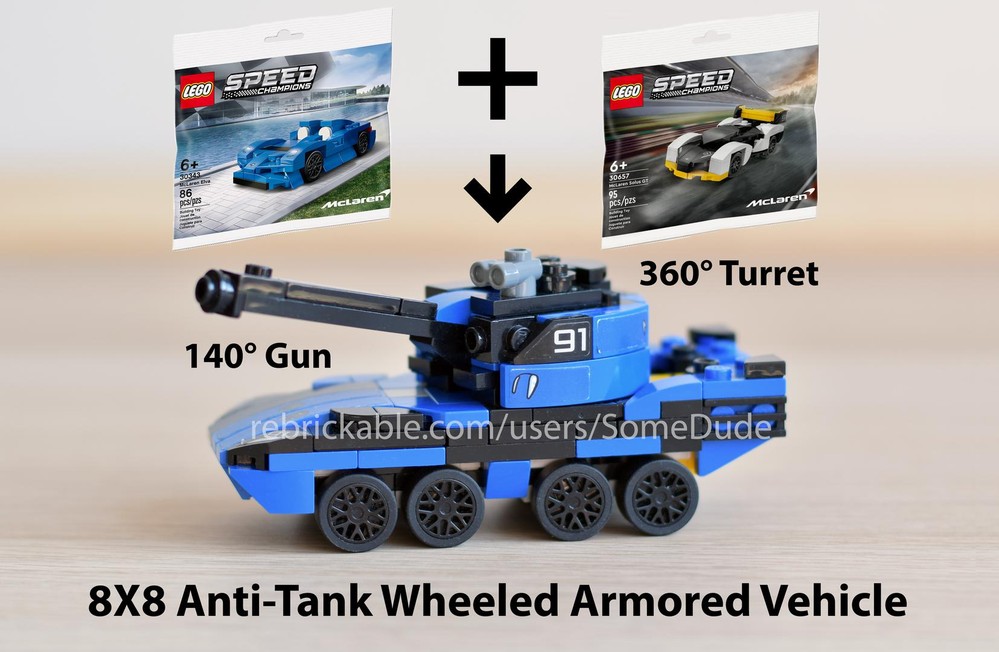 Lego 8x8 Anti-Tank wheeled armored vehicle (30343 + 30657)
